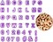 Alphabet & Number Fondant Cutter Set Purple Mini Molds 40 Pieces